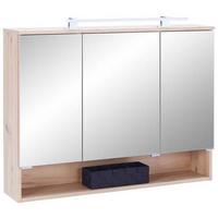 Dulap cu oglindă Fresh - alb/stejar Artisan, Konventionell, sticlă/material pe bază de lemn (100/75/20cm) - Ondega