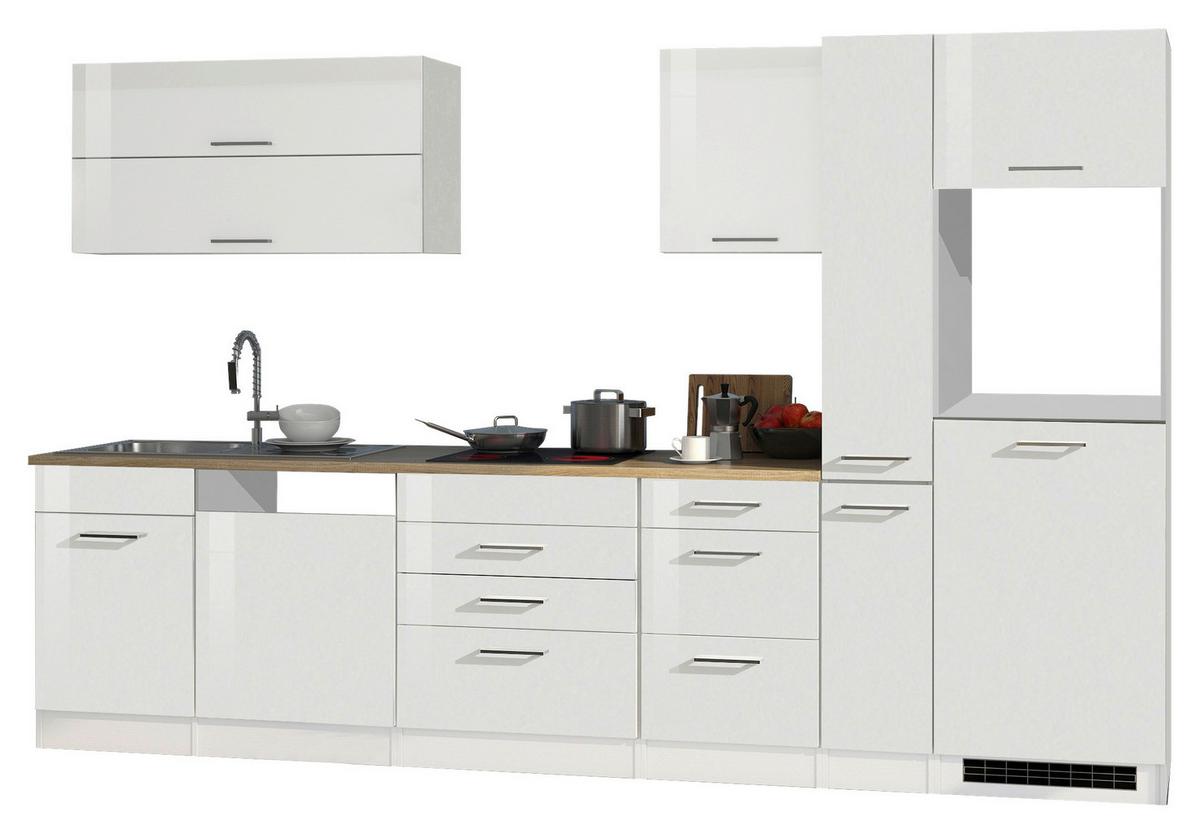 Küchenleerblock Mailand Weiß Hochglanz - Weiß Hochglanz/Silberfarben, MODERN, Holzwerkstoff/Metall (330cm) - Held