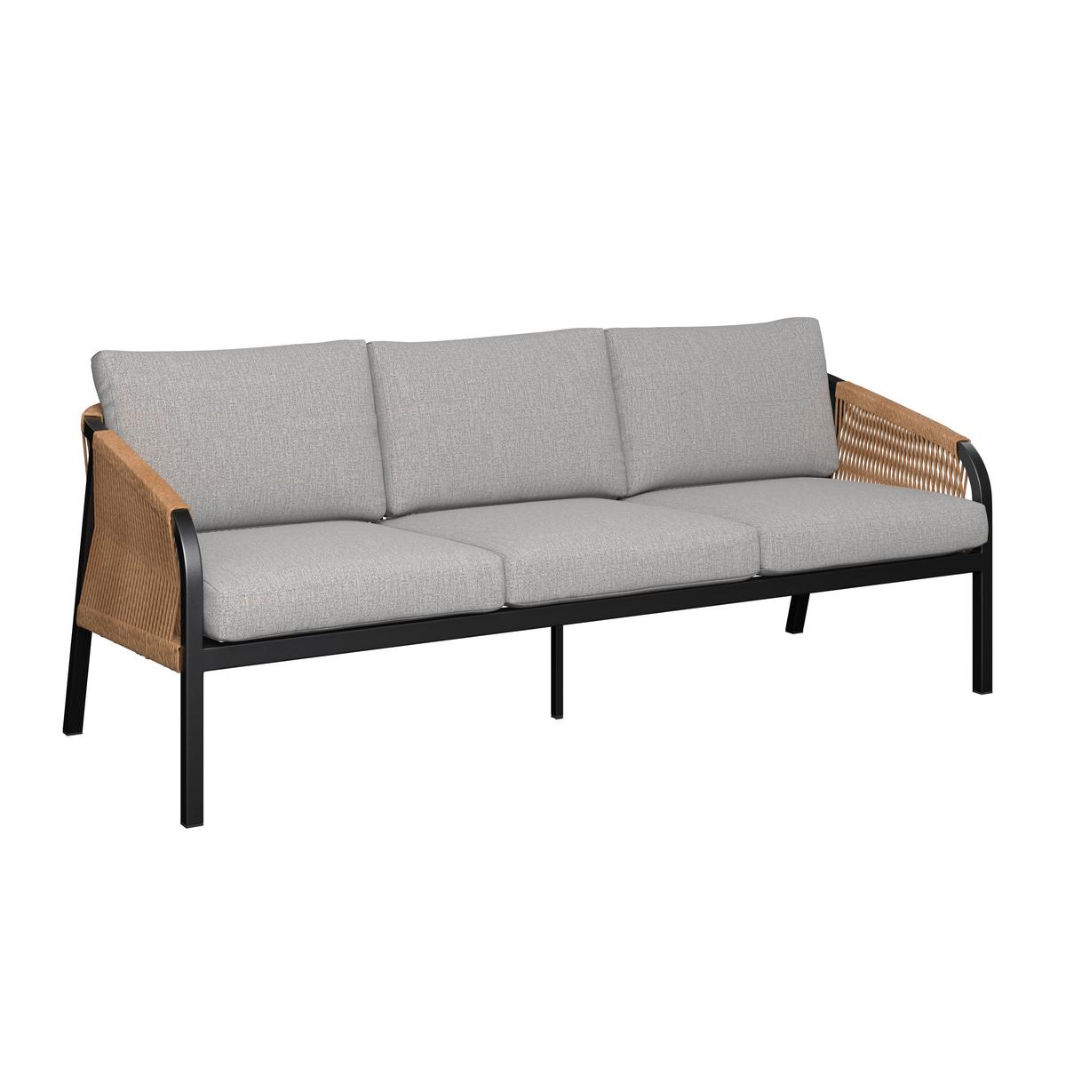 Loungegarnitur Doha Anthrazit/Hellgrau/Naturfarben - Anthrazit/Hellgrau, MODERN, Glas/Kunststoff