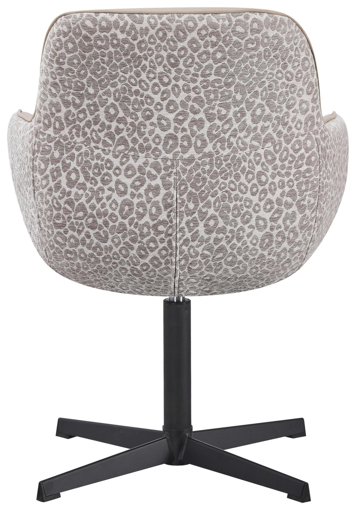 Naslanjač Leona - črna/bež, Design, kovina/tekstil (61/87/63cm) - Mömax