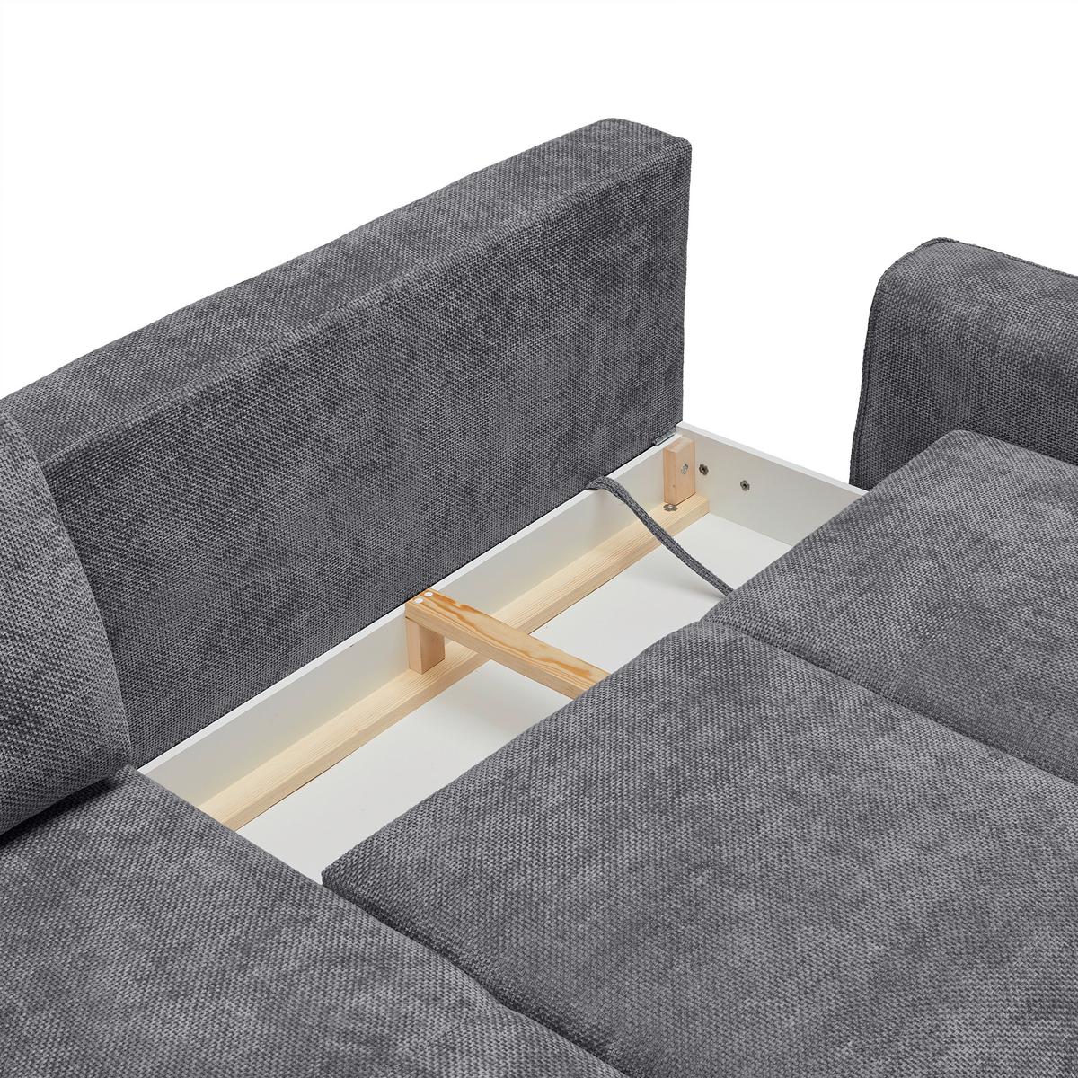Ecksofa Custom Anthrazit - Anthrazit/Schwarz, MODERN, Textil/Metall (164/85/255cm) - Mömax