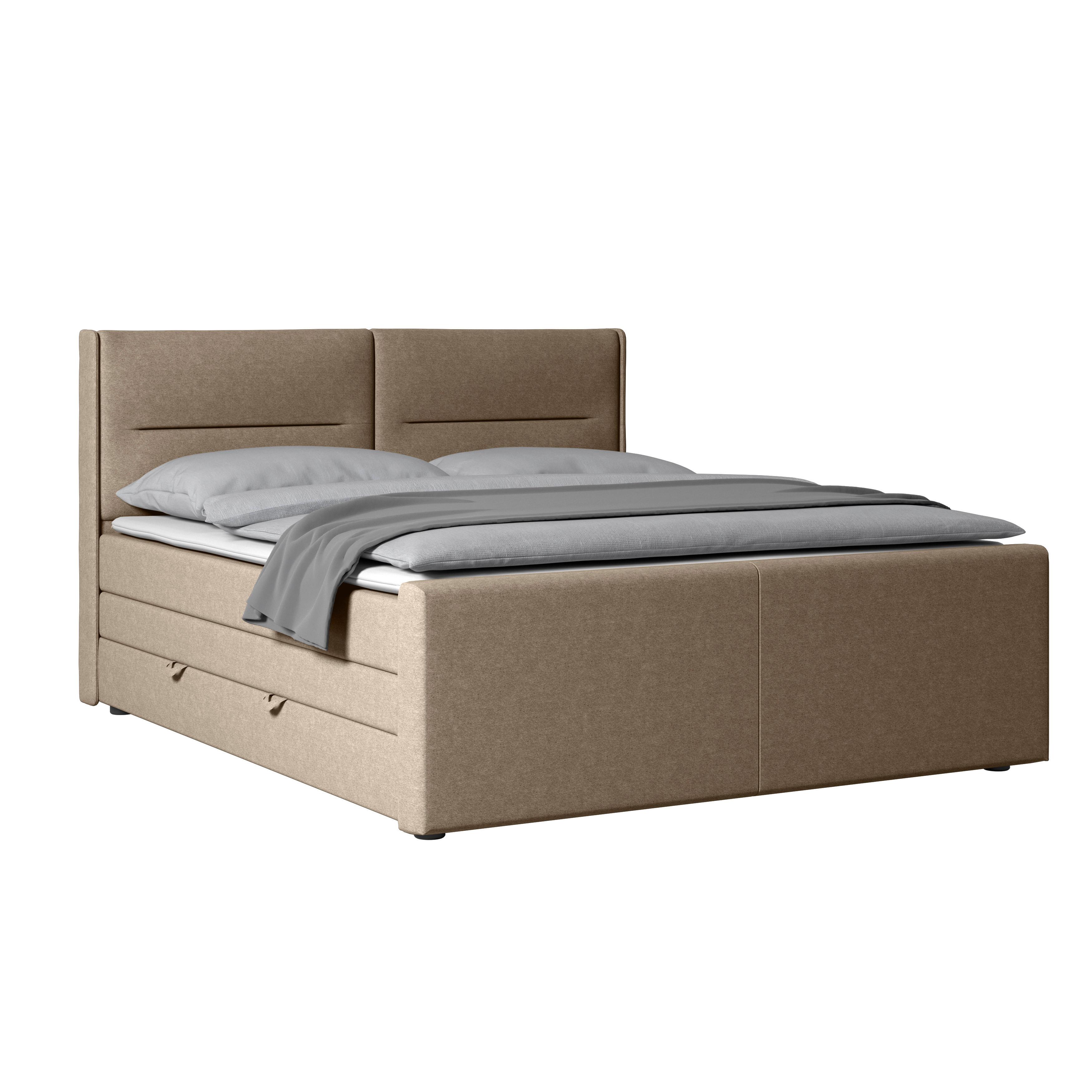 Boxspringbett Kyoto ca. 180x200 cm Beige - Beige, MODERN, Holz/Kunststoff (180/200cm) - MID.YOU