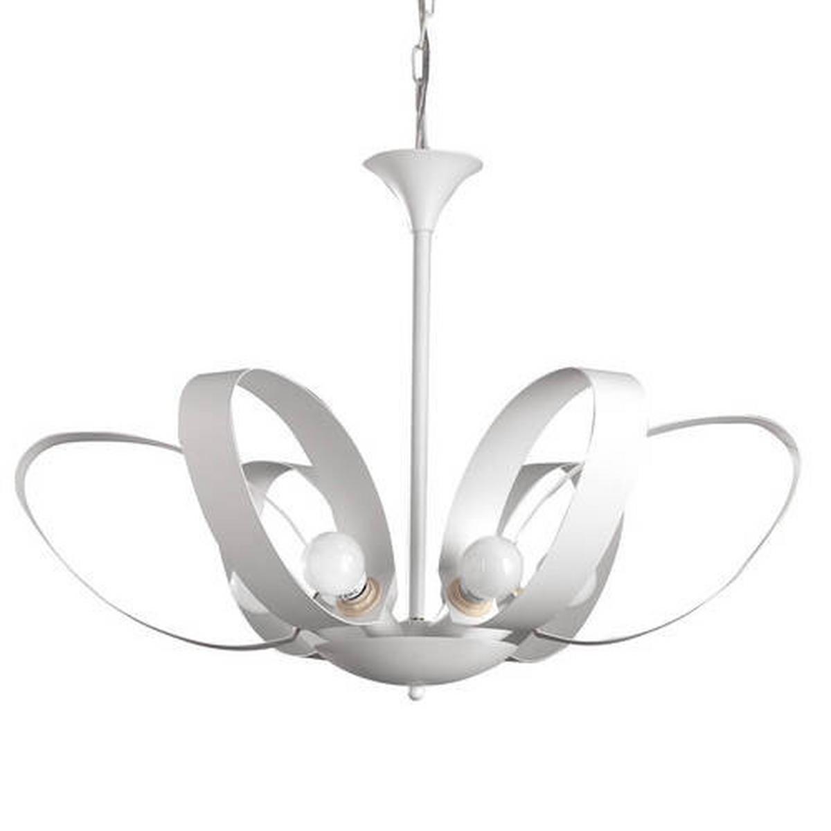 Kronleuchter Serena Weiß max. 6 Watt - Weiß, Design, Metall (65/110cm)