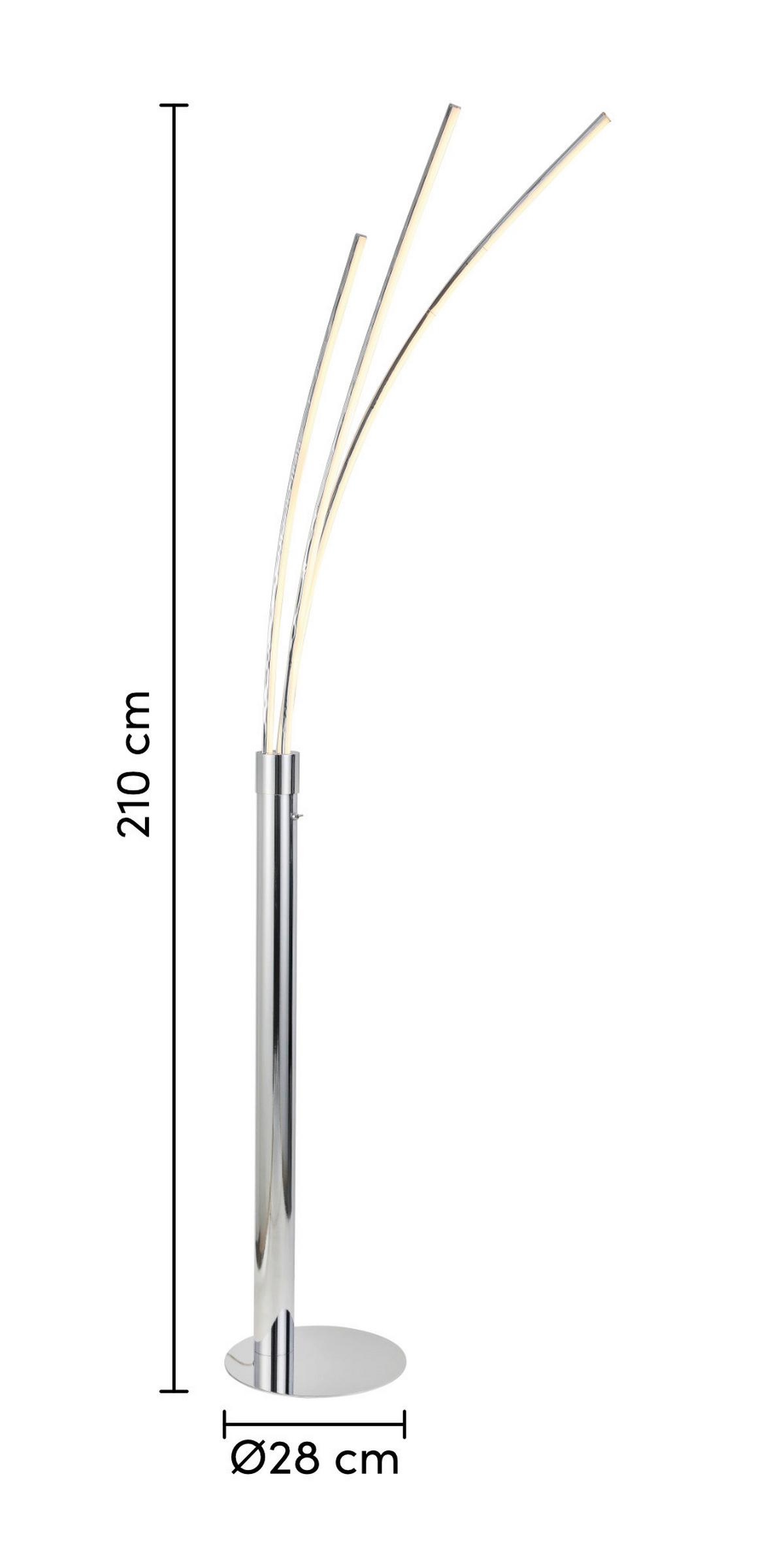 Led Állólámpa Remmer - króm, Modern, műanyag/fém (28/210cm) - Modern Living