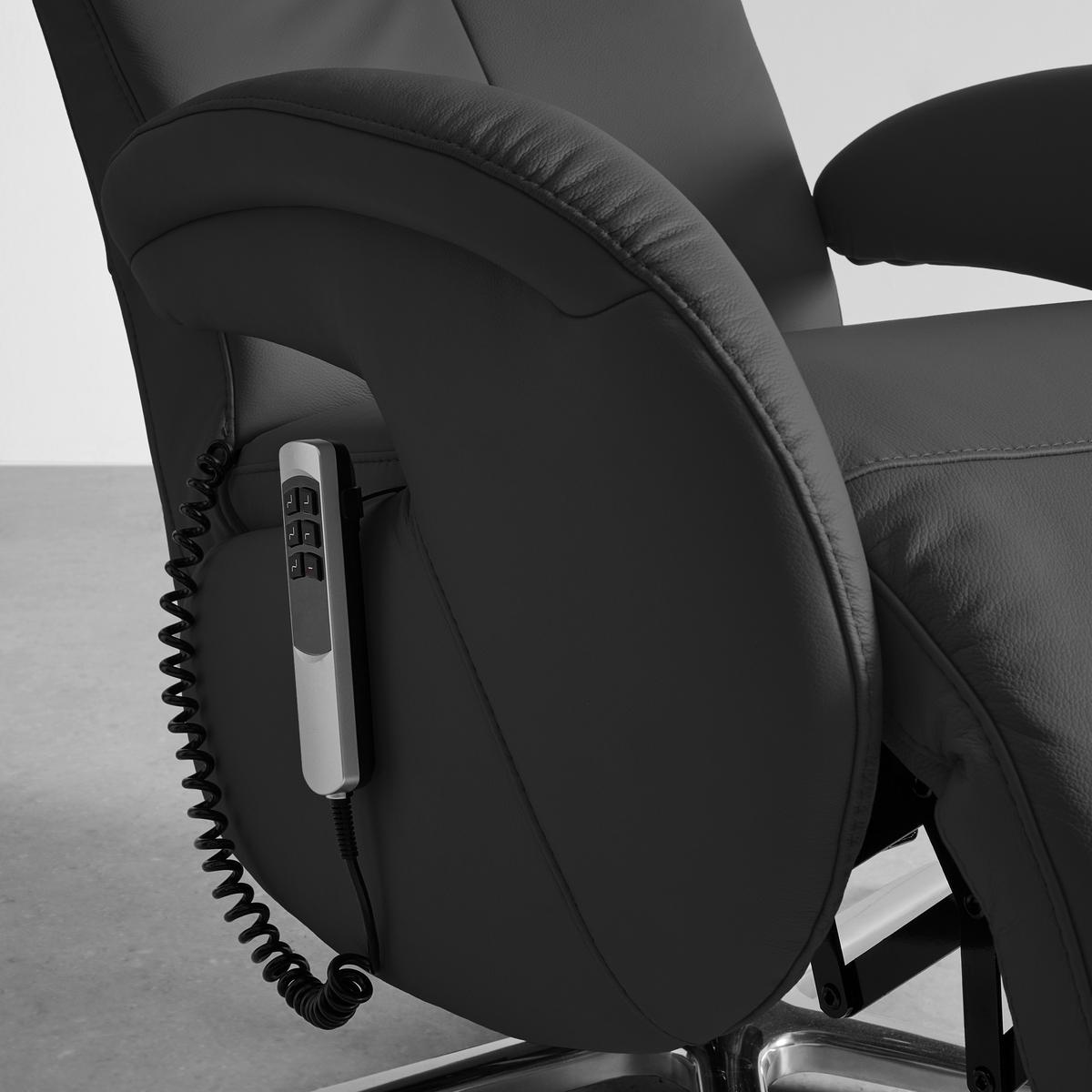 Relaxsessel Sitting 2 Schwarz - Chromfarben/Schwarz, MODERN, Leder (70/111/80cm) - Premium Living