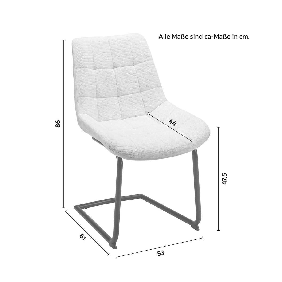 Schwingstuhl Marilea Creme Lederlook/Webstoff Gepolstert - Creme/Schwarz, MODERN, Holz/Textil (53/86/61cm) - Bessagi Home