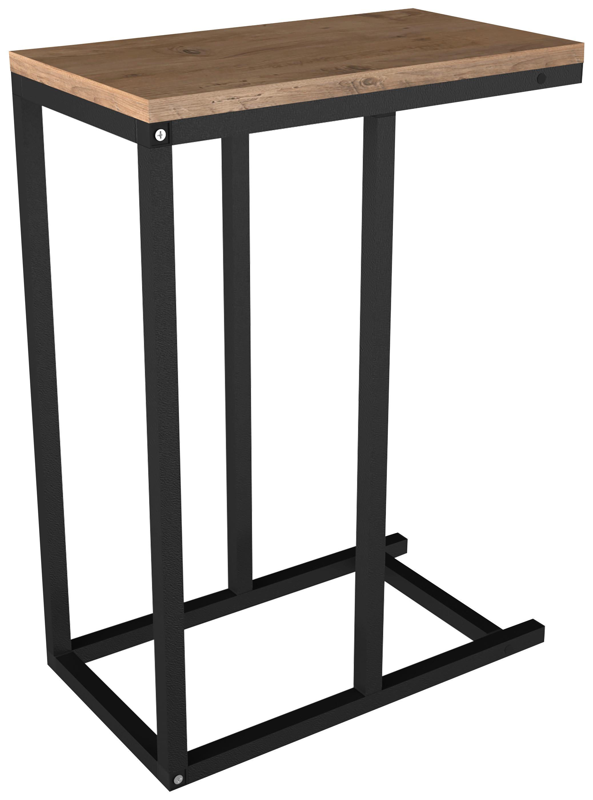 BEISTELLTISCH INSASI - Honigeiche/Schwarz, Design, Holzwerkstoff/Metall (46/26/63cm) - MID.YOU