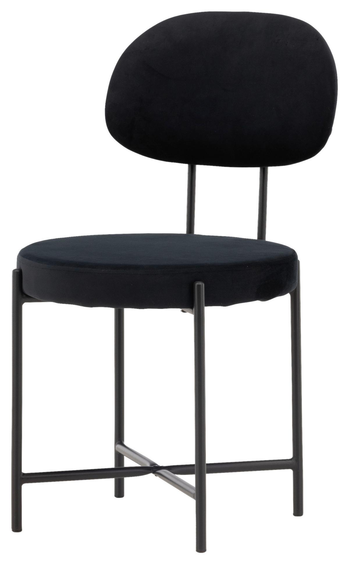 STUHL-SET STELLA - Schwarz, Design, Textil/Metall (50/89/60cm) - Livetastic