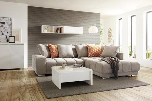 Ecksofa in Grau mit Bettfunktion - Grau, Modern, Textil (279/219cm) - Premium Living