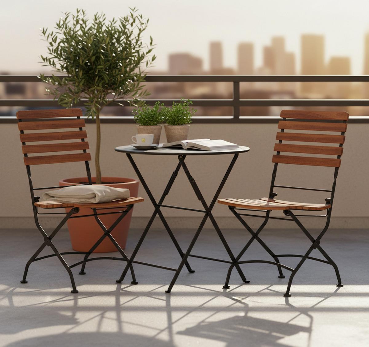 Gartensessel 2er-Set Acamp klappbar Holz/Metall - Anthrazit/Akaziefarben, Basics, Holz/Metall (45/89/58cm) - Gardenson