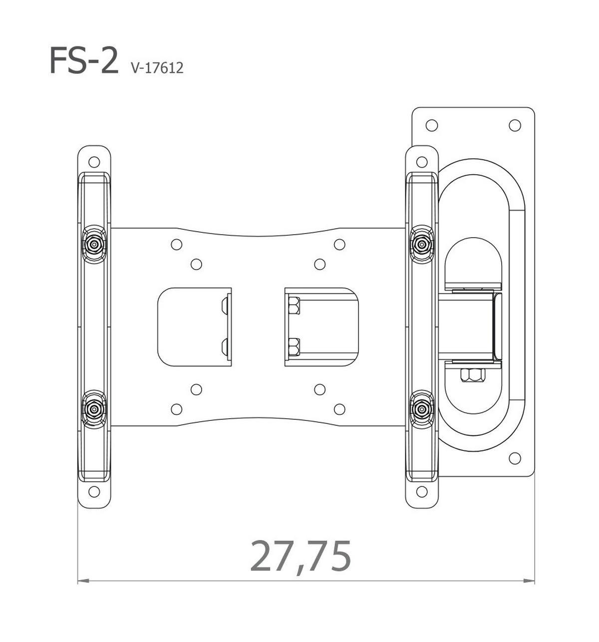 Stenski Nosilec Za Tv Fs 2, Srebrna, 27,8 Cm - srebrne barve, Konvencionalno, kovina (27,8/22,6/9,6cm) - MID.YOU