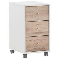 Rollcontainer 400 Weiß/Wildeiche - Wildeiche/Silberfarben, MODERN, Holzwerkstoff/Kunststoff (32,6/59,7/39,1cm) - MID.YOU