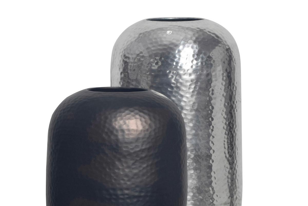DEKOVASE DEKOVASE 2ER SET HAMMERSCHLAG - Silberfarben, Design, Metall (20/46/20cm) - Livetastic