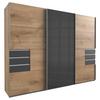 DULAP CU UșI CULISANTE SAIGON - scânduri de stejar/grafit, Konventionell, sticlă/material pe bază de lemn (270/208/64cm) - Premium Living