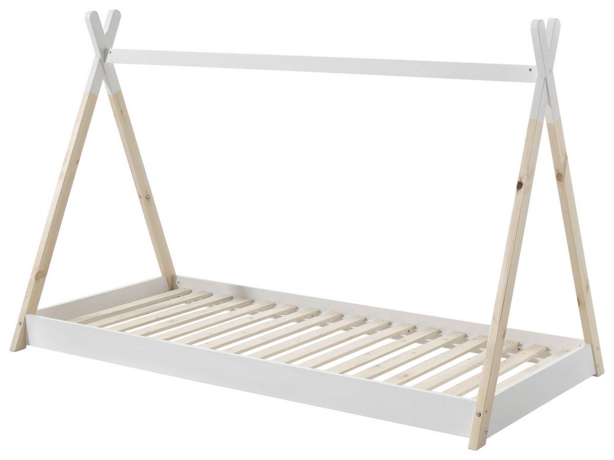 Hausbett TIPI Naturfarben ca. 90x200 cm - Naturfarben/Weiß, Natur, Holz/Textil (90/200cm) - Vipack