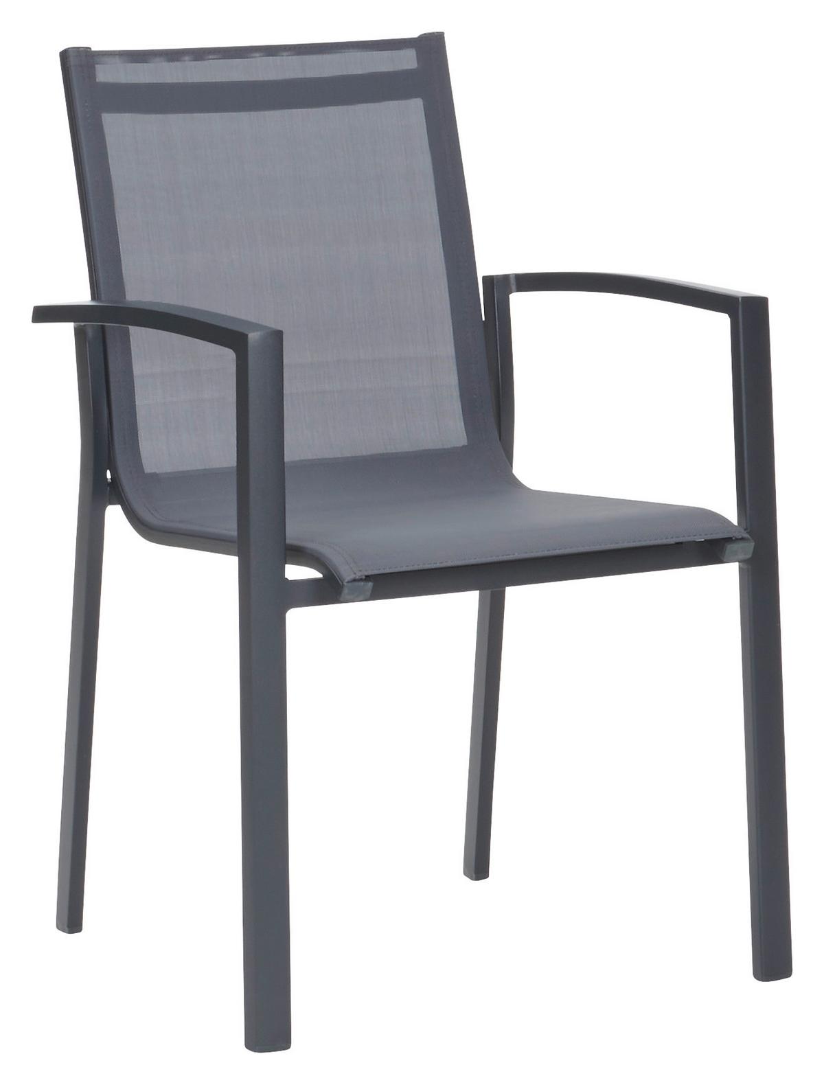 Gartenstuhl Anzio in Schwarz/Dunkelgrau - Dunkelgrau/Schwarz, Modern, Textil/Metall (57/87,5/63,5cm) - Mömax