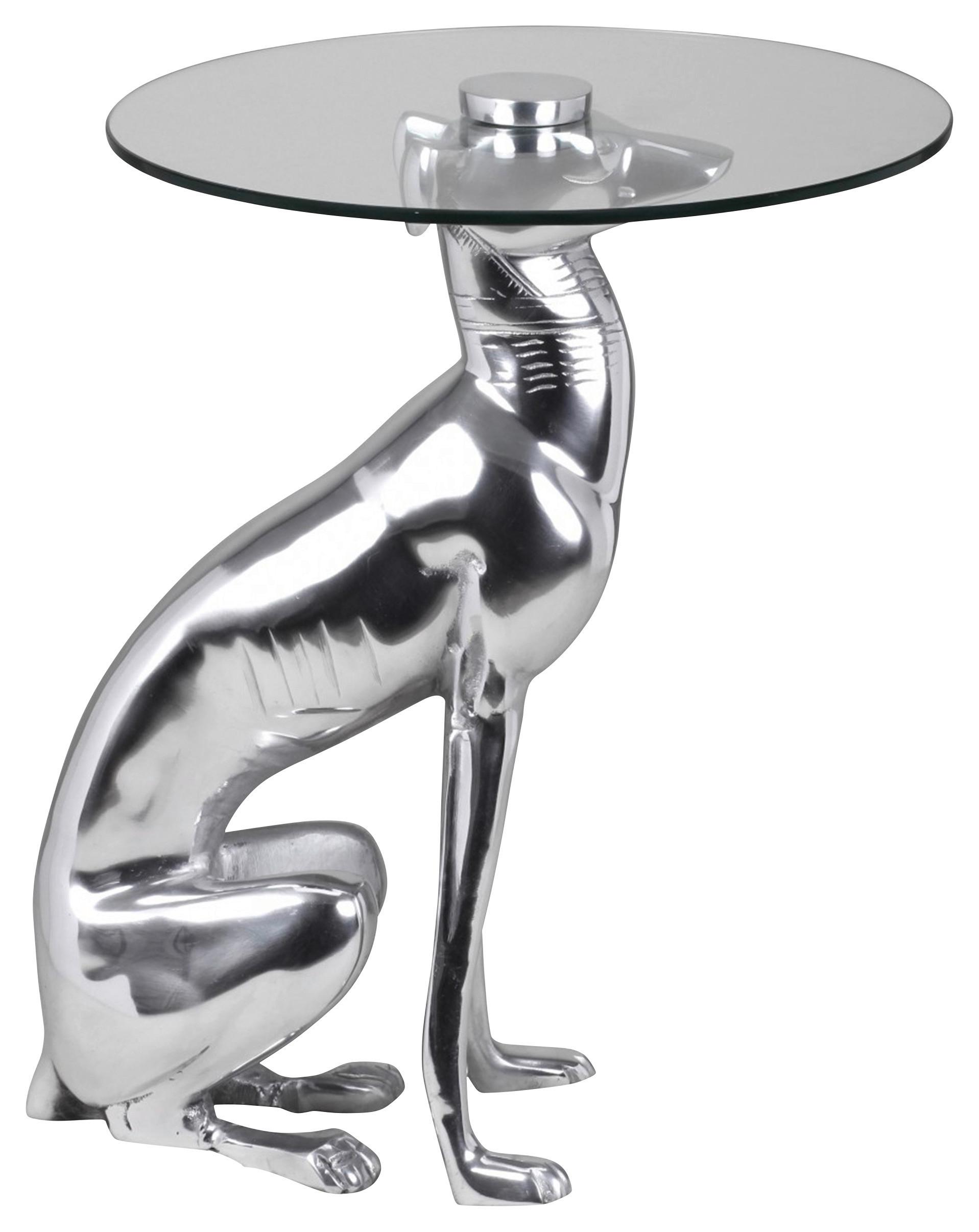 Beistelltisch Dog ca. 40x50 cm Silberfarben - Silberfarben, MODERN, Glas/Metall (40/40/50cm) - MID.YOU