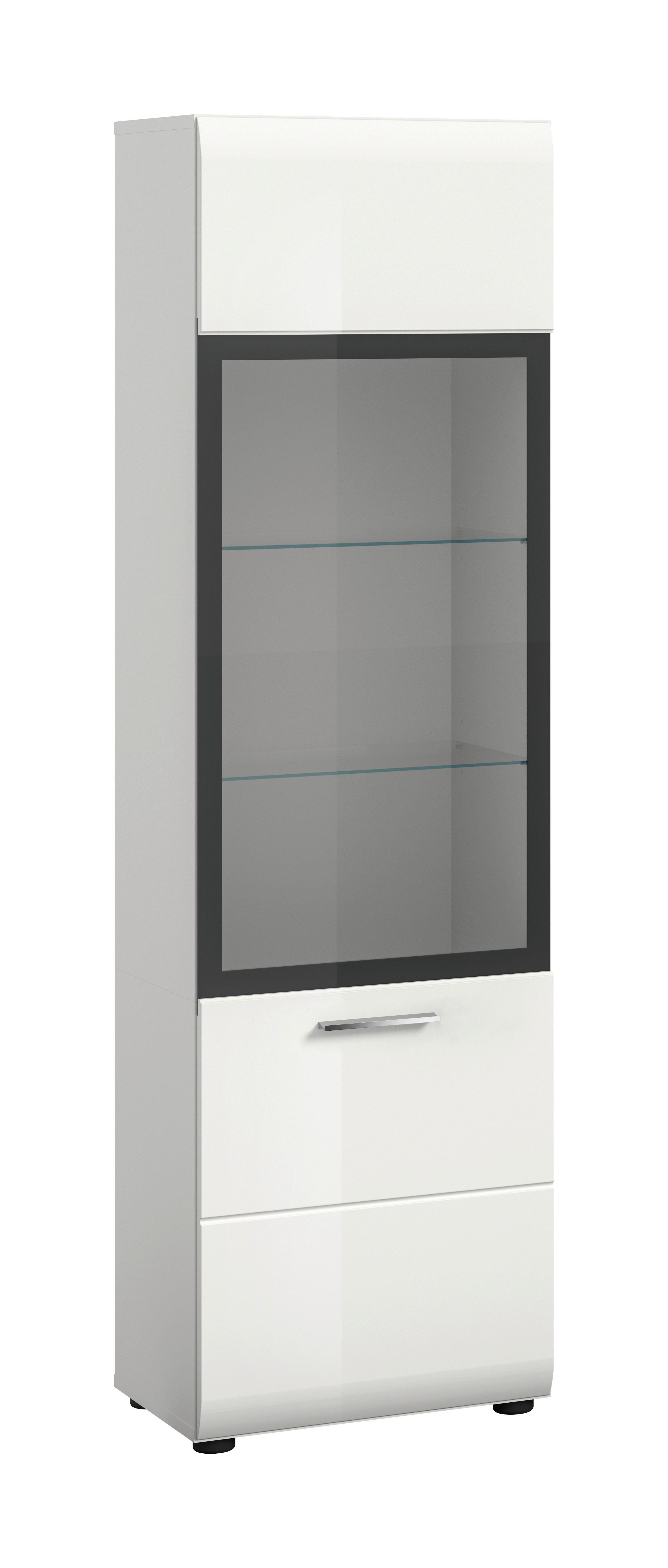 Vitrina Ice, Bela Visok Sijaj - srebrne barve/črna, Design, umetna masa/steklo (45/160/34cm) - Livetastic