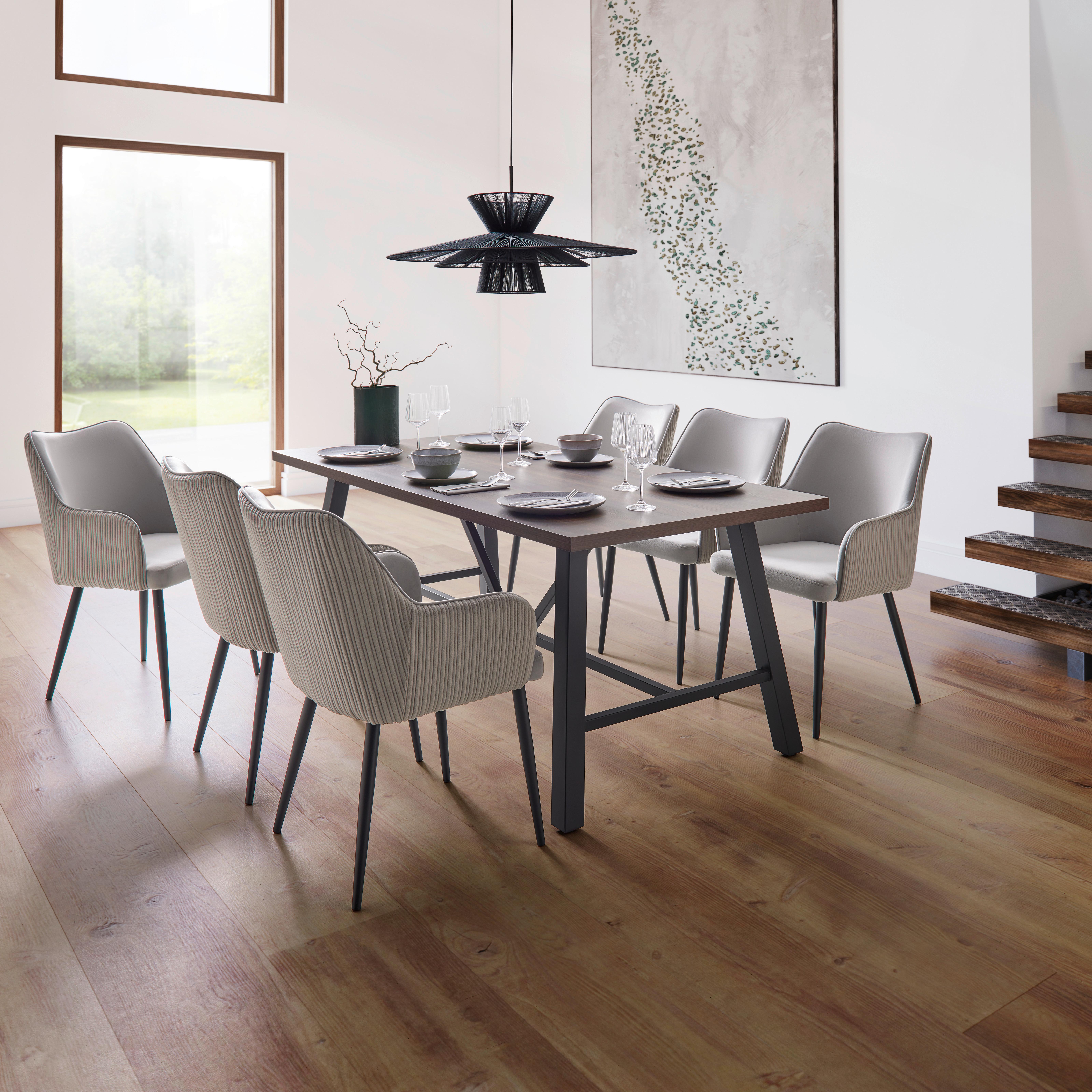 Esstisch Andri Walnussfarben MDF ca.180x90cm - Walnussfarben/Schwarz, MODERN, Holzwerkstoff/Metall (180/90/75cm) - Bessagi Home