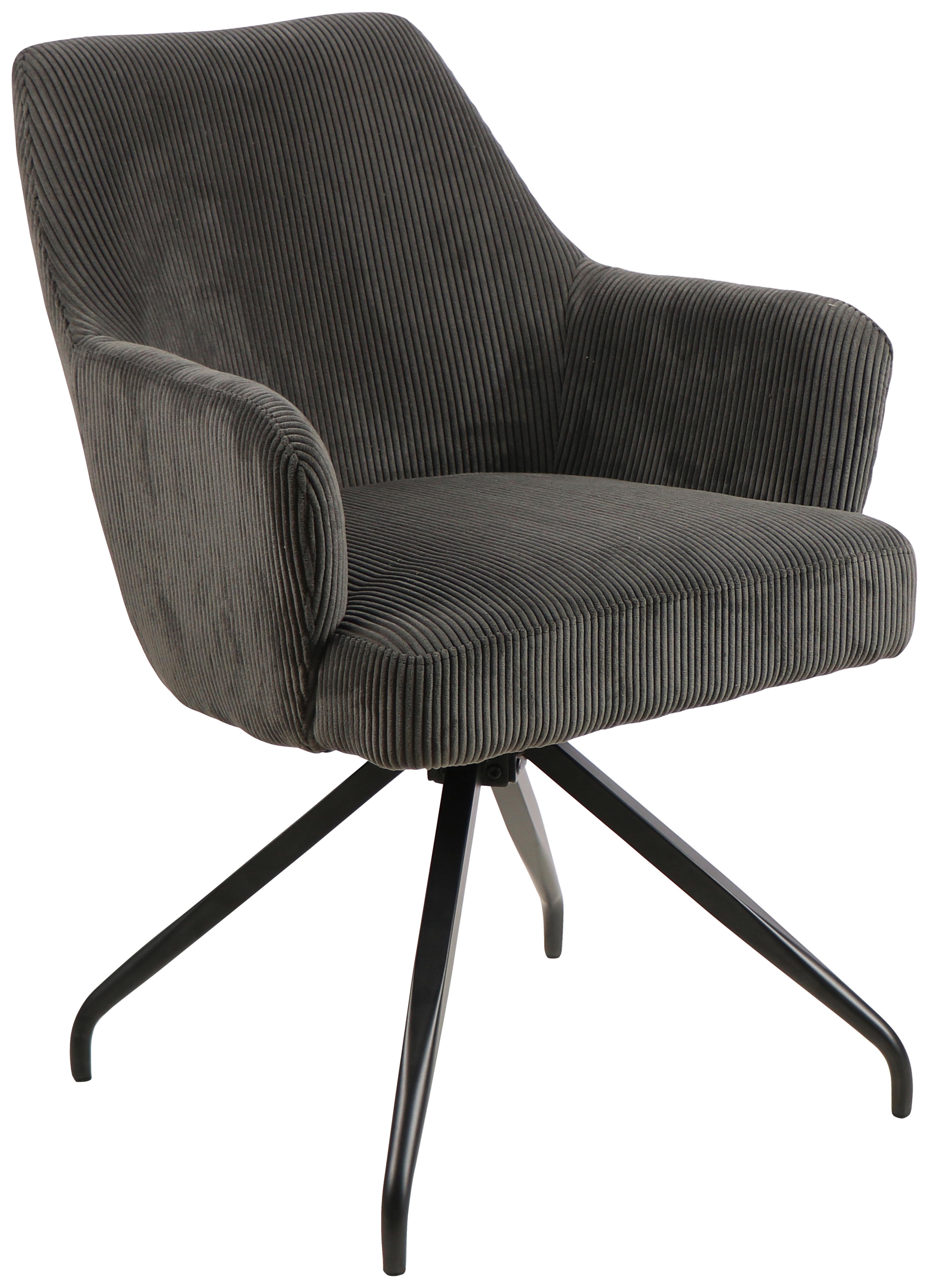 KRZESŁO Z PODŁOKIETNIKAMI JEANETTE - czarny/szary, Modern, metal/drewno (57/86/65cm) - MID.YOU