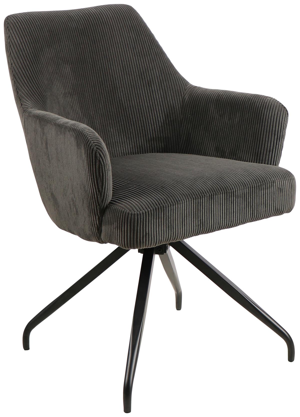 KRZESŁO Z PODŁOKIETNIKAMI JEANETTE - czarny/szary, Modern, metal/drewno (57/86/65cm) - MID.YOU