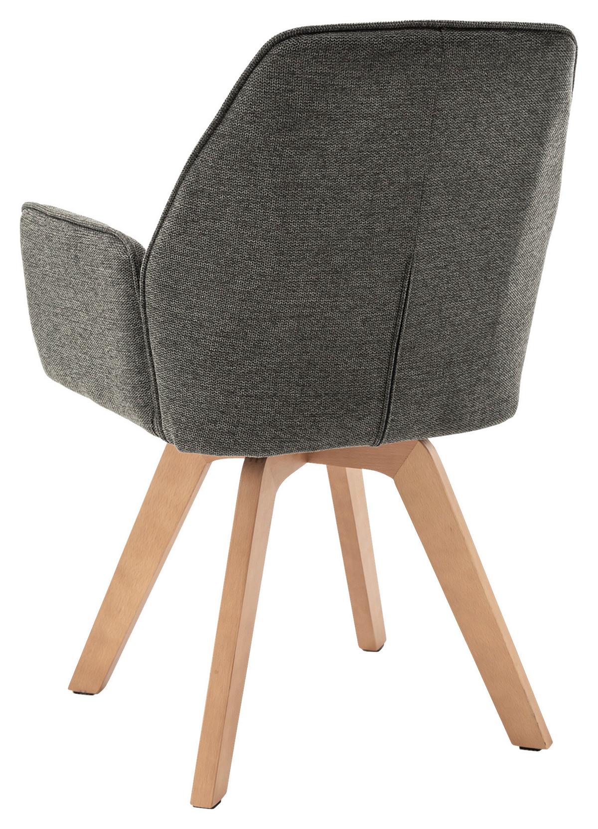 STUHL-SET TONY - Anthrazit/Buchefarben, MODERN, Holz/Textil (57/89/61cm) - MID.YOU