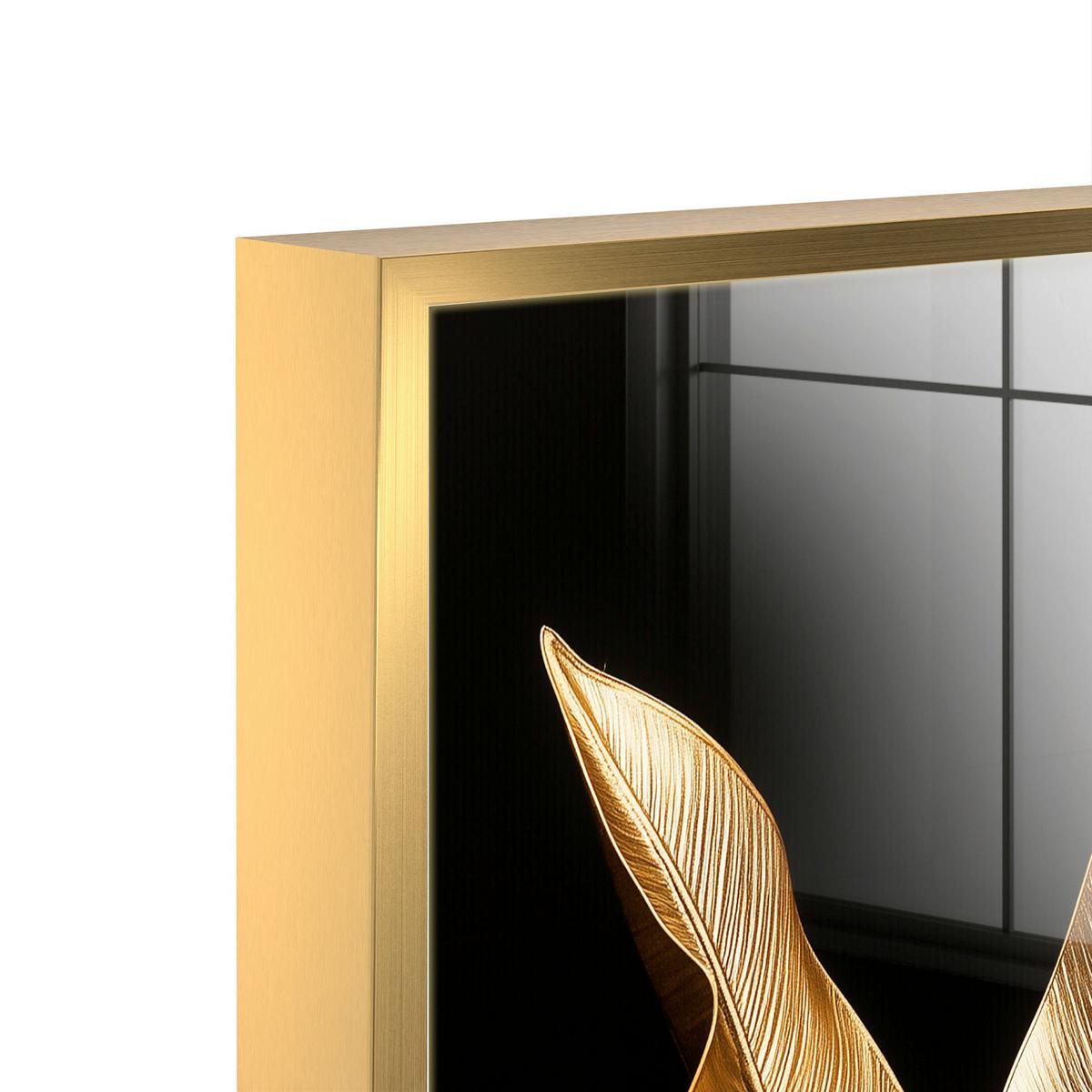 Glasbild Schwarz/Goldfarben ca.80x120cm - Goldfarben/Schwarz, Basics, Glas/Holz (80/120cm)