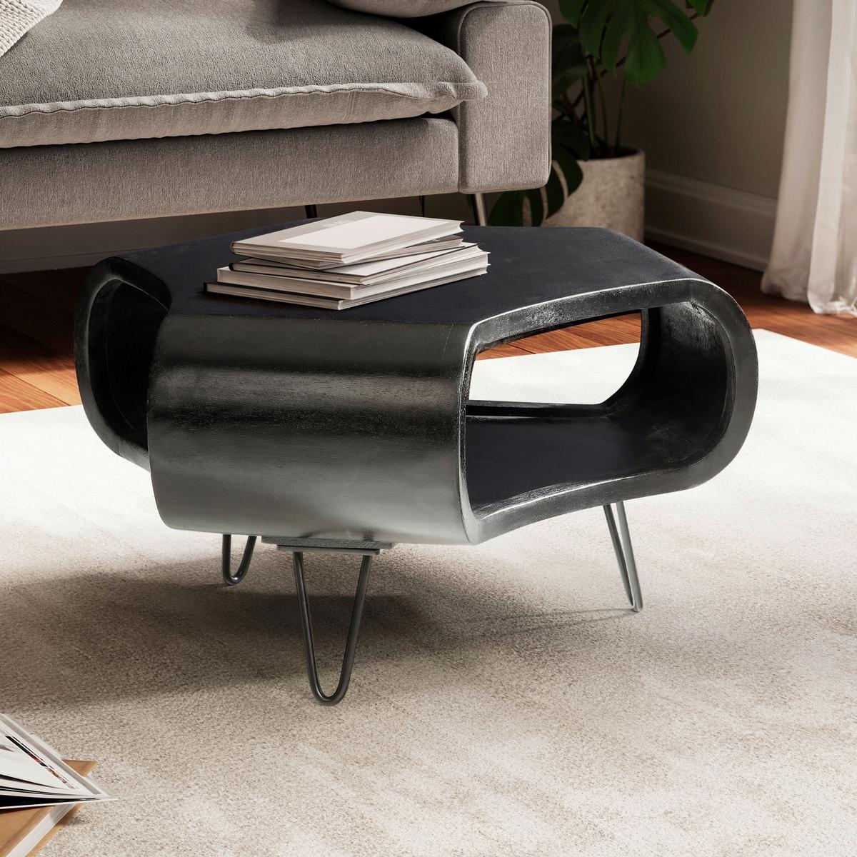 TABLE BASSE WL6.840 - noir, Design, métal/bois (60/60/35cm) - Livetastic