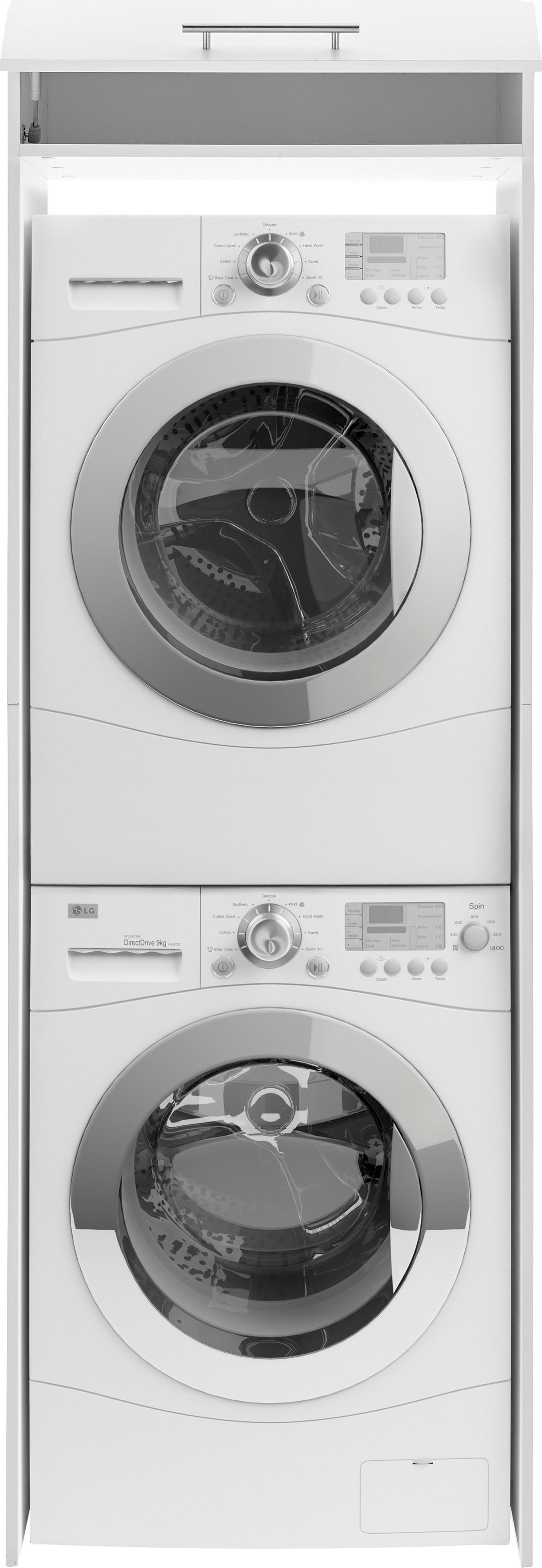 Waschmaschinenschrank Clara Weiß B: ca. 67,4 cm - Edelstahlfarben/Weiß, KONVENTIONELL, Holzwerkstoff/Metall (67,4/200/67,6cm) - Respekta