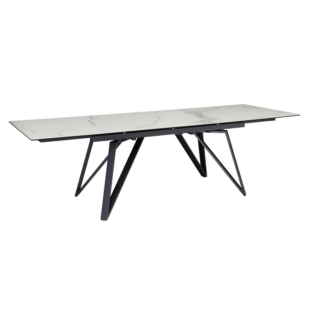 Raztegljiva Jedilna Miza Marble, Keramika, 180-260x95cm - črna/bela, Design, kovina/keramika (180/95/76cm) - MID.YOU
