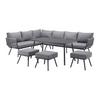 LOUNGESET CAMILLA - grå, Modern, metall/glas (252/65/68cm) - Bessagi Garden