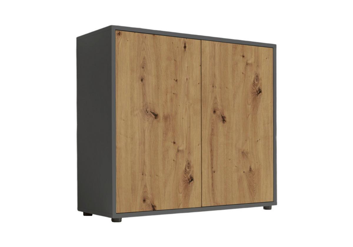 Kommode Mailand Typ 4 Anthrazit/Eiche Artisan - Anthrazit/Schwarz, MODERN, Holzwerkstoff/Kunststoff (79/73/33cm) - MID.YOU