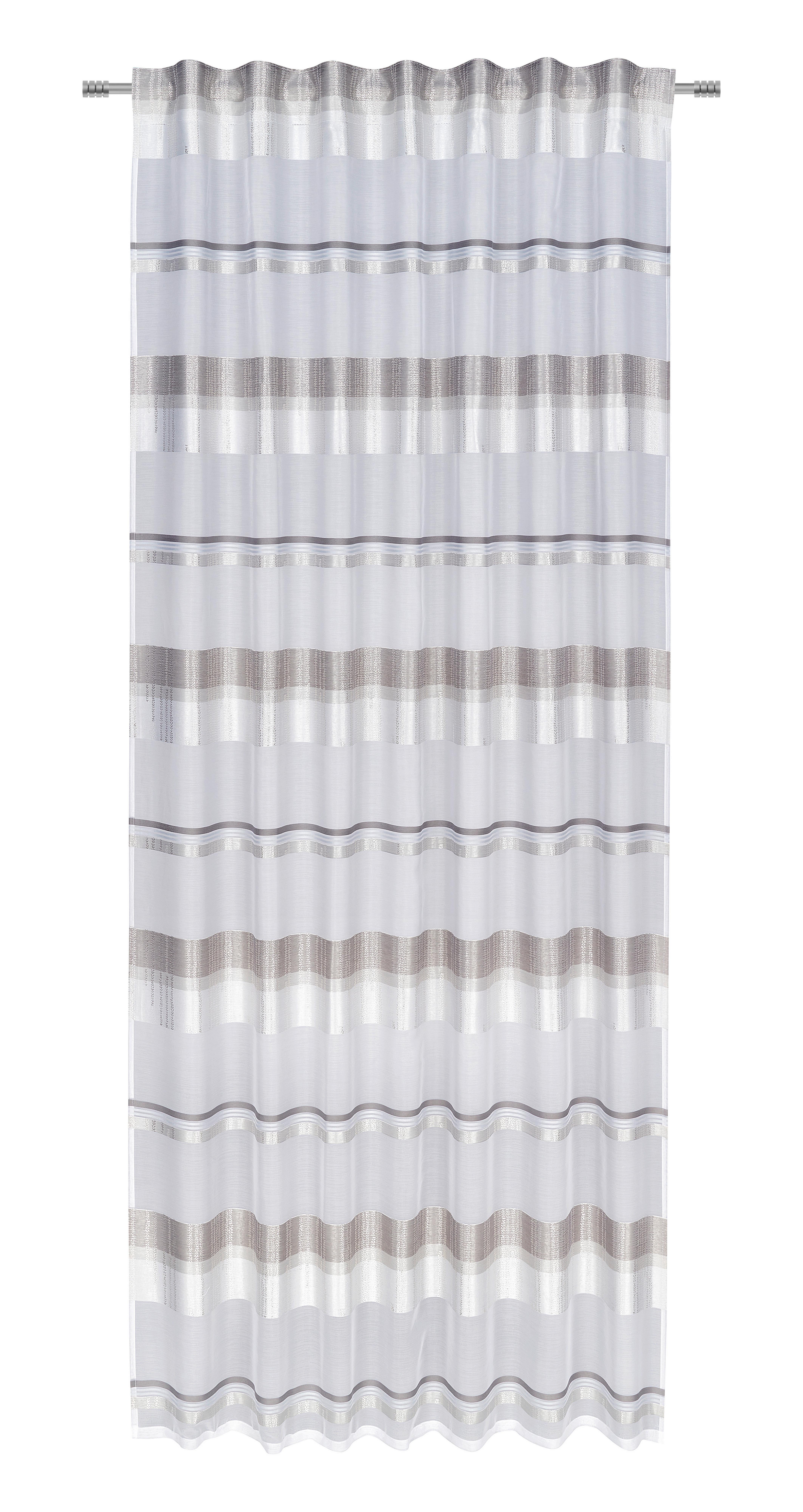 Draperie gata confecționată DIANE - gri deschis/alb, Romantik / Landhaus, textil (140/245cm) - Modern Living