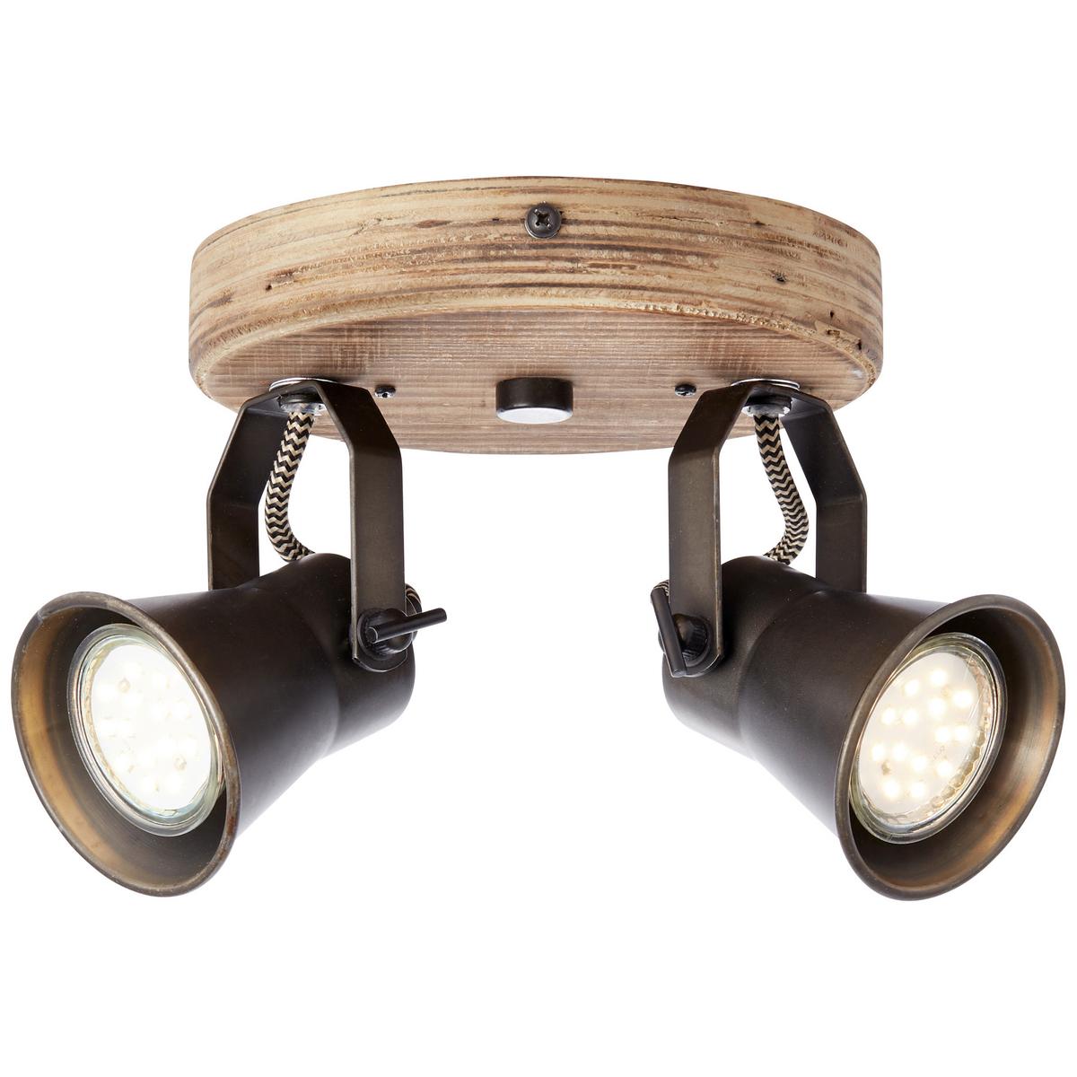 Deckenleuchte Seed in Schwarz max. 5 Watt - Schwarz, Natur, Holz/Metall (16/13/23cm) - Brilliant