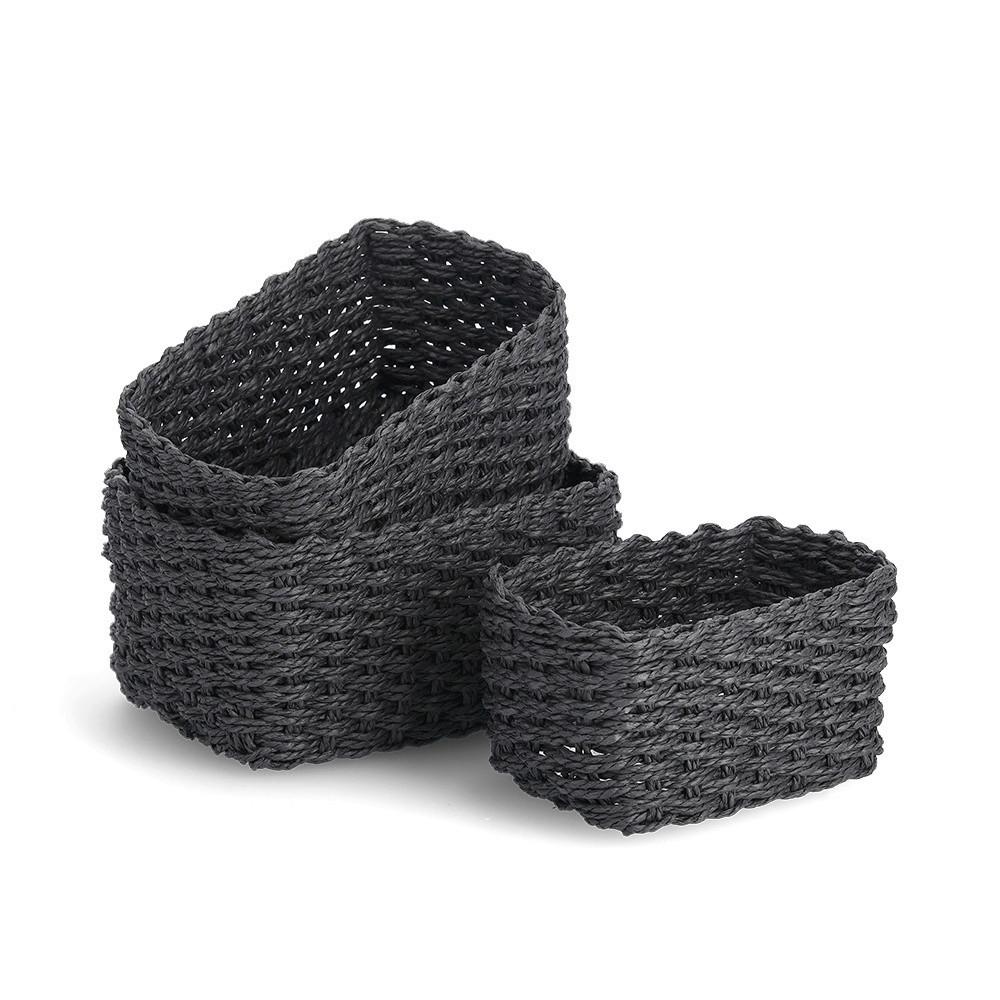 Korbset 3 Stk. Dunkelgrau - Dunkelgrau, Basics, Textil (24/18/13cm)