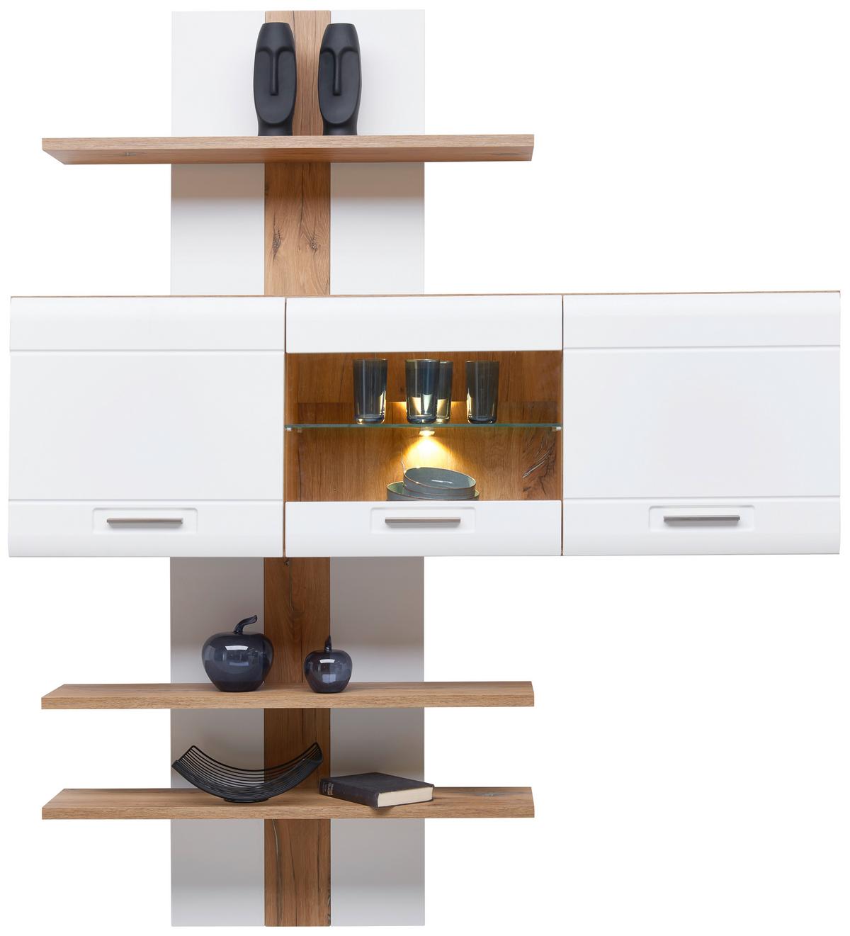 Vitrină suspendată AURIS - alb, Modern, sticlă/material pe bază de lemn (164,3/52/37,1cm) - Modern Living