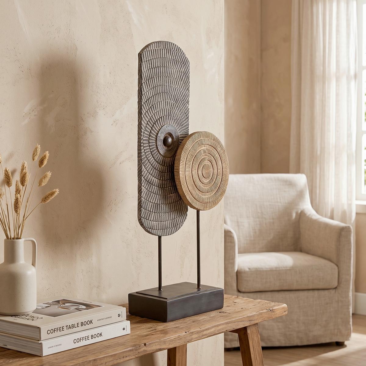 Skulptur Braun/Hellbraun - Hellbraun/Braun, Basics, Kunststoff (19,5/47,5/10cm)