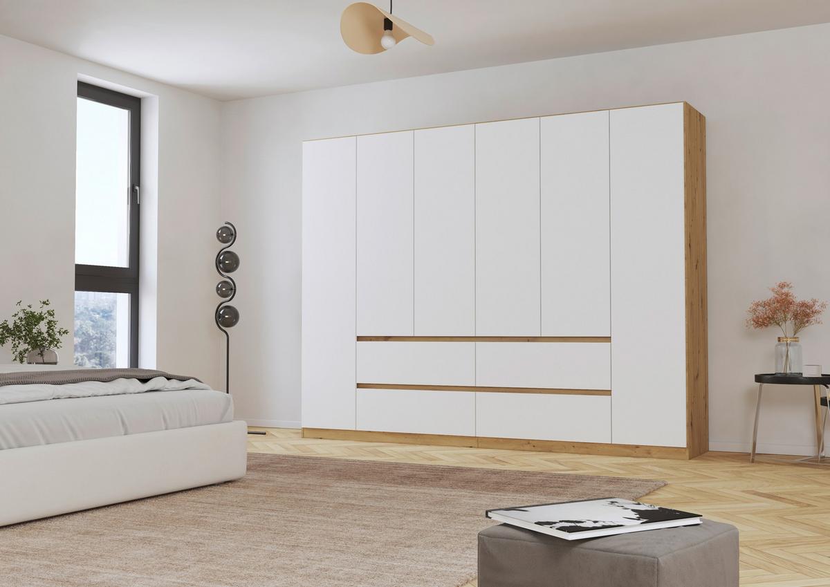DULAP  USI ROTATIVE MAINZ - alb/stejar Artisan, Basics, material pe bază de lemn (271/210/54cm) - Modern Living