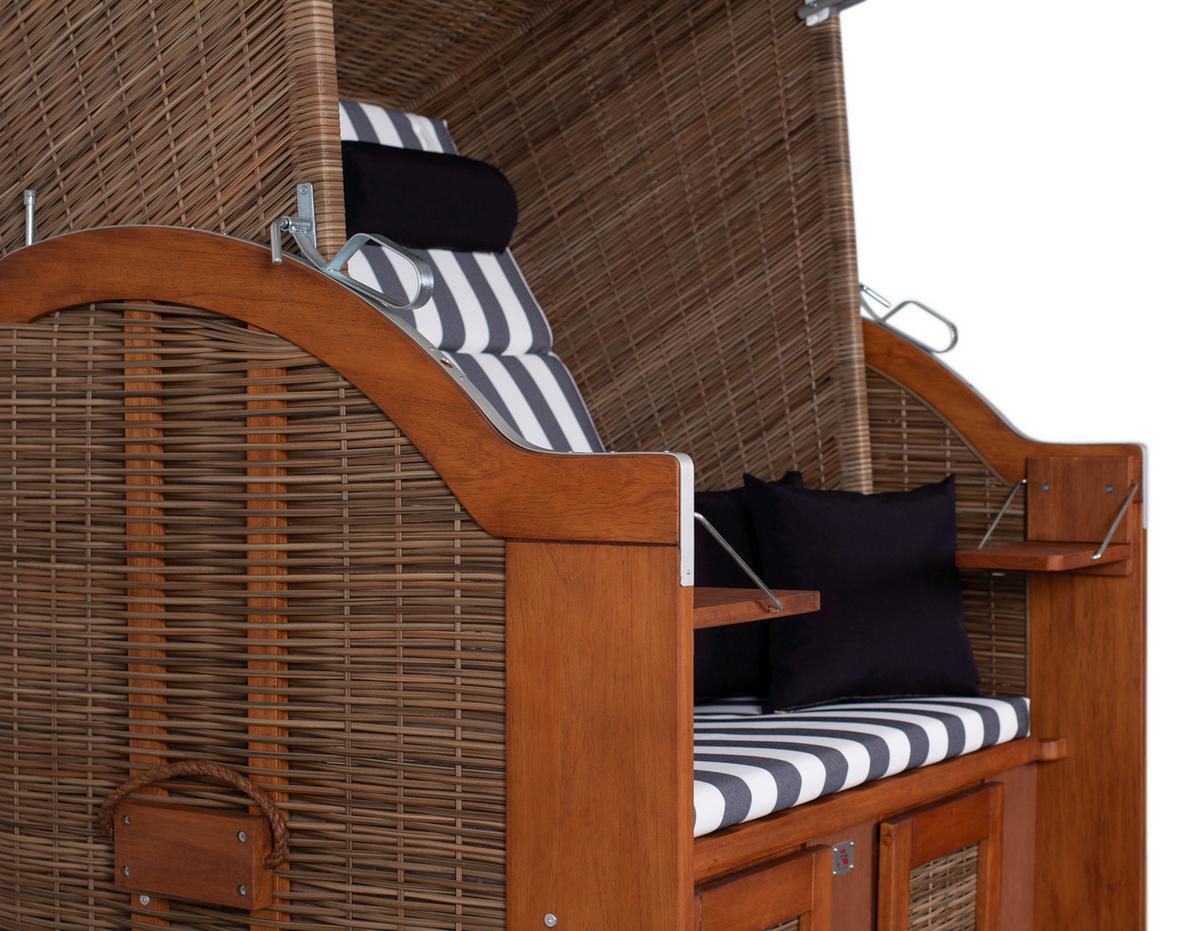 Strandkorb Pure Pinie/Grau/Weiß - Braun, LIFESTYLE, Holz/Textil (120/160/80cm)