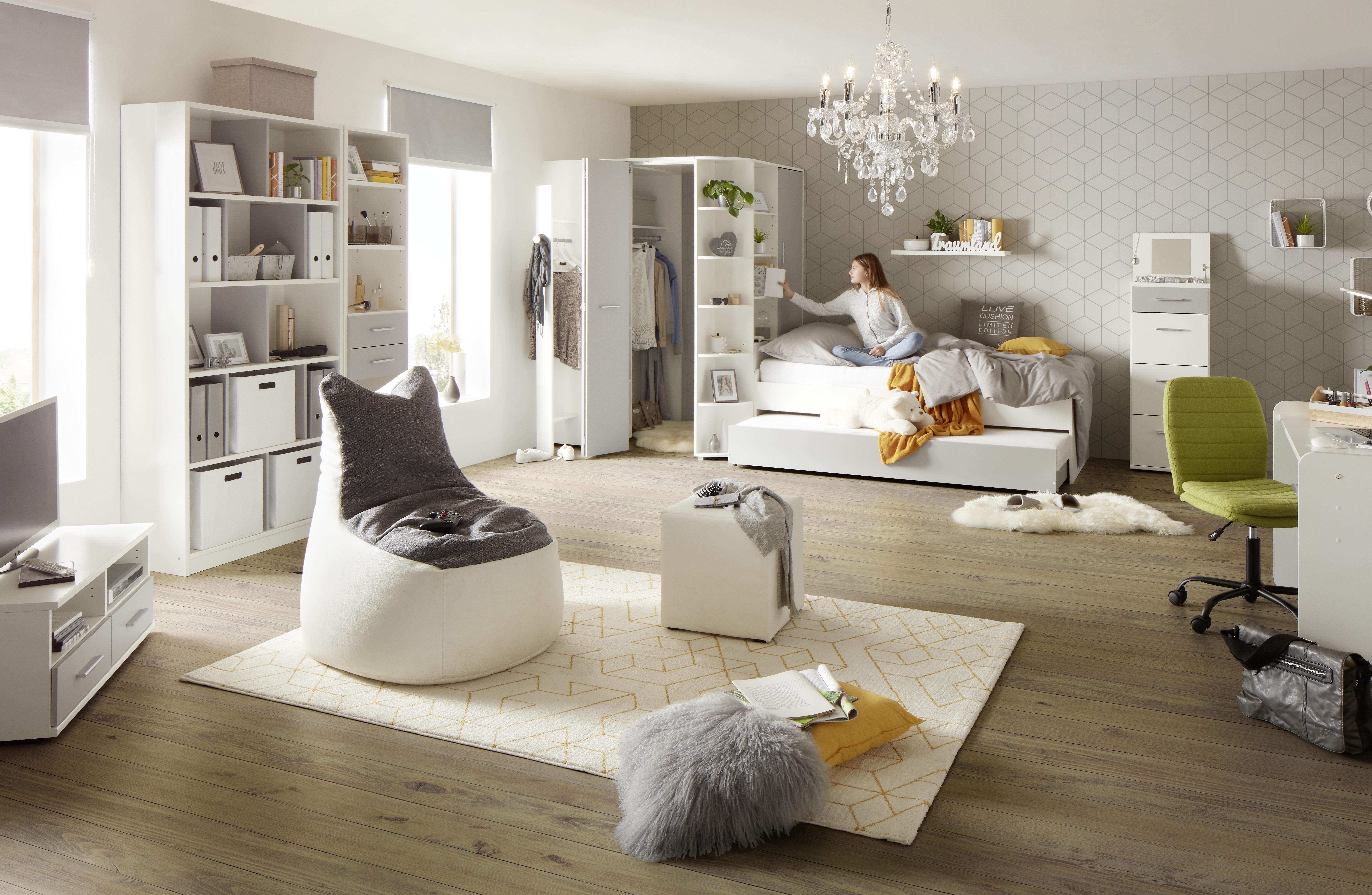Kinder-/Juniorbett in Weiß ca. 90x200cm - Weiß, Holzwerkstoff (90/200cm) - Modern Living