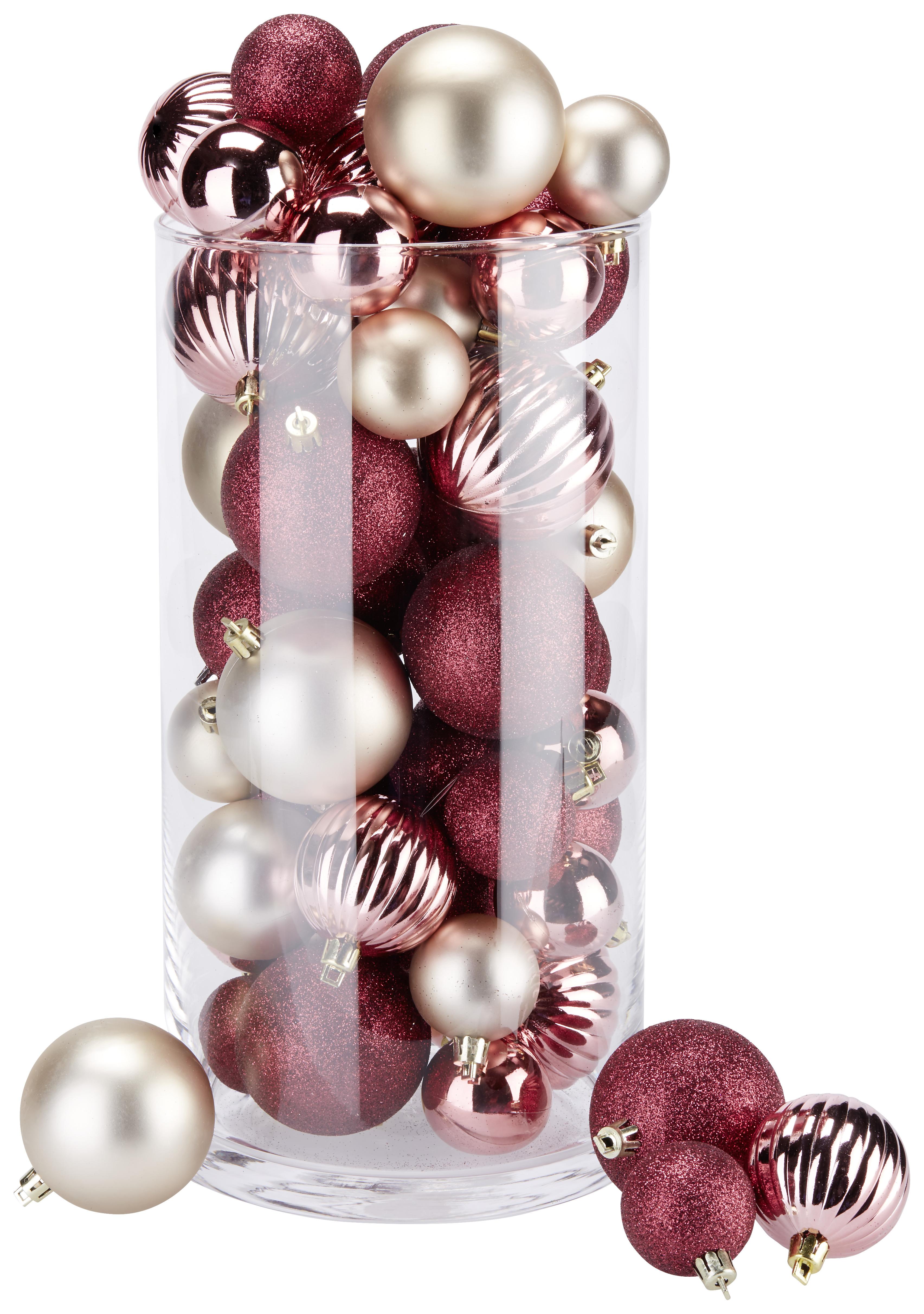 Karácsonyfagömbszett Tom - rózsaszín/piros, műanyag (34cm) - Modern Living