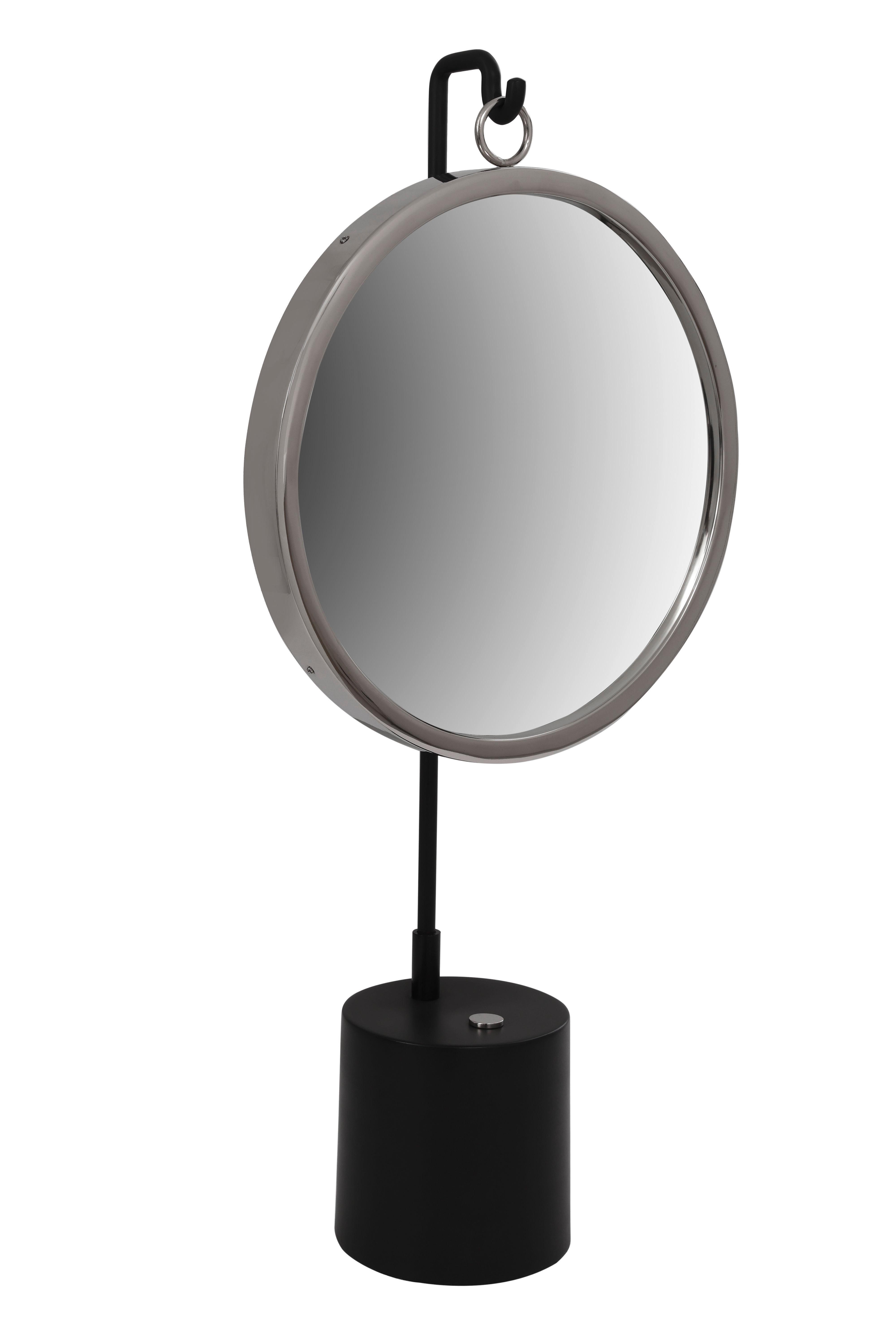 Tischspiegel Eleganca ca. 30x65x13 cm Schwarz/Silber - Silberfarben/Schwarz, MODERN, Glas/Metall (30/65/13cm) - Kayoom