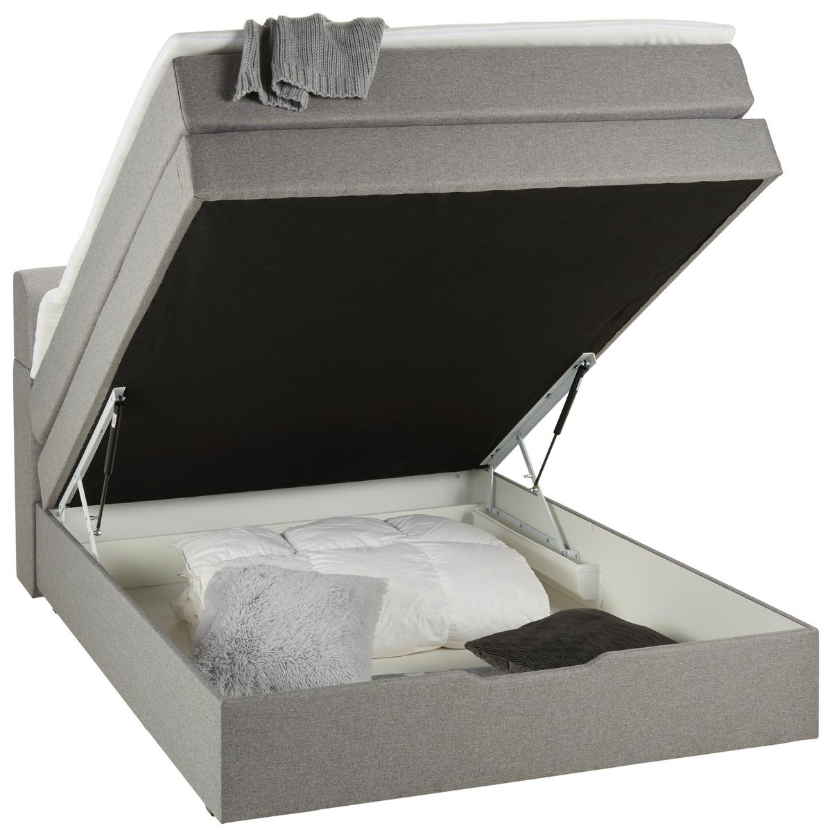 Boxspringbett Flexi 2 in Grau ca. 140x200cm - Schwarz/Grau, KONVENTIONELL, Kunststoff/Textil (140/200cm) - Based