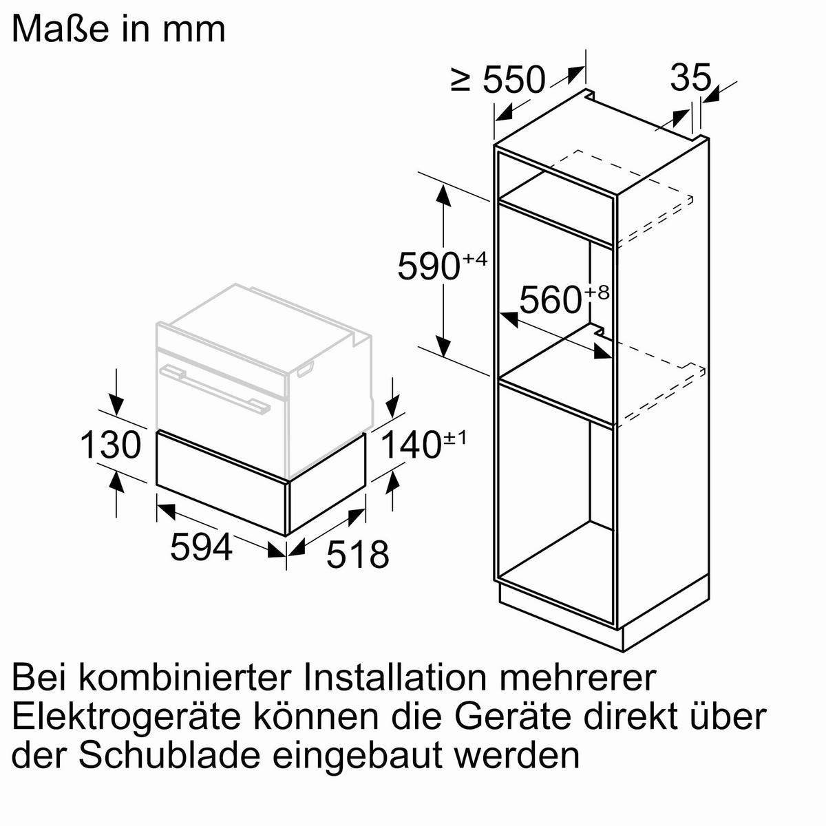 Dampfschublade Schwarz - Schwarz, Metall (59,4/14,1/51,8cm) - Bosch