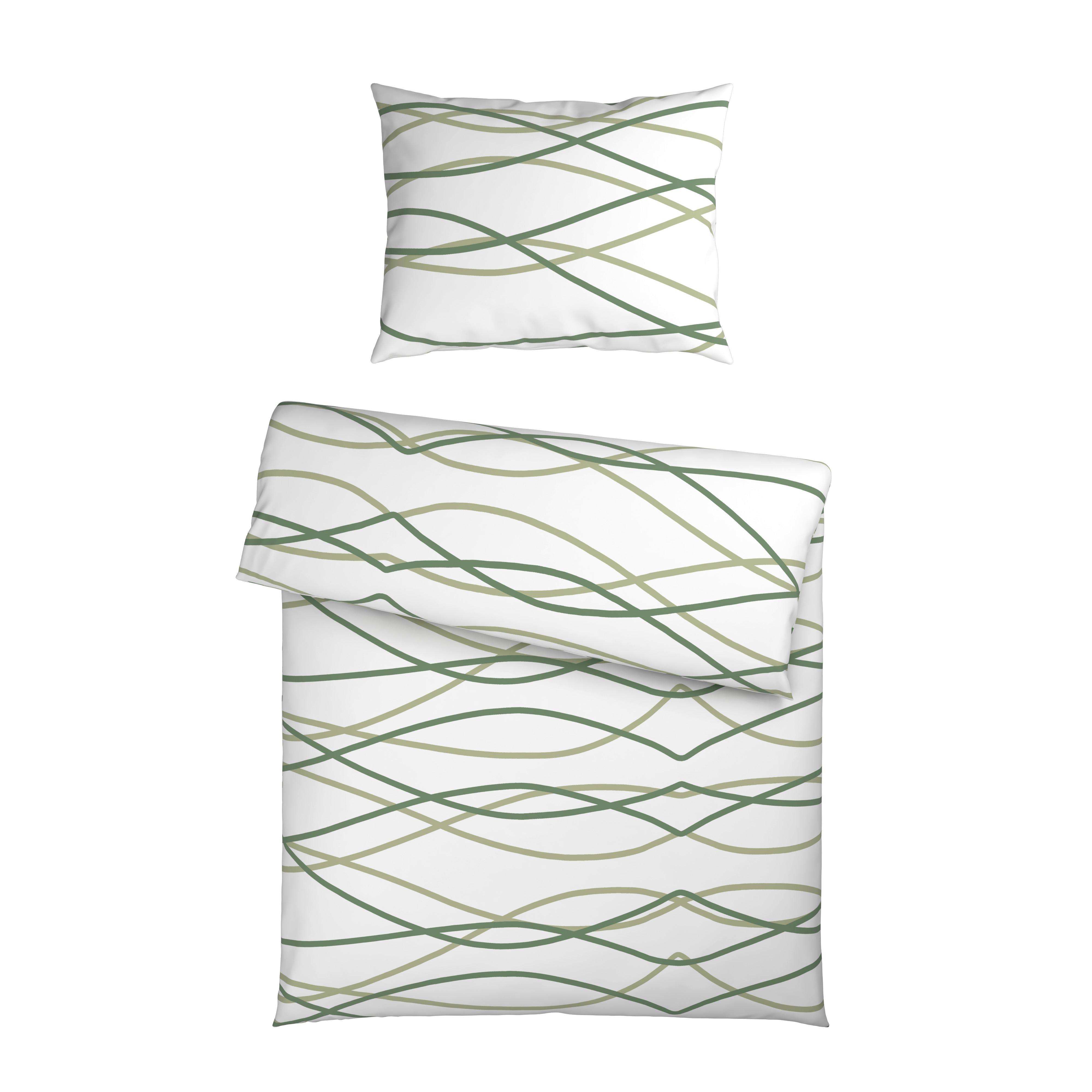 Bettwäsche Welle Weiß/Hellgrün ca. 140x200cm - Weiß/Hellgrün, MODERN, Textil (140/200cm) - Mömax