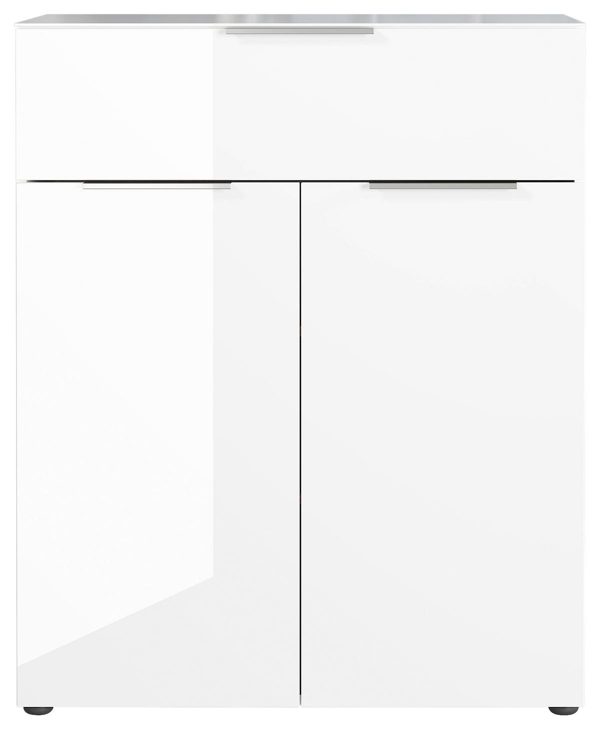 Kommode Oakland in Weiss - Weiss/Silberfarben, Modern, Glas/Holzwerkstoff (83/102/42cm) - Premium Living