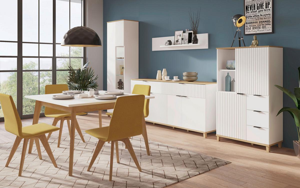 Raztegljiva Miza Plissee, Bela, Hrast, 120-160x120 - Moderno, leseni material/les (120-160/76/120cm) - Mömax