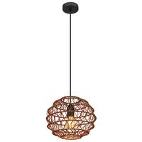 Hängeleuchte Senni max. 15 Watt - Dunkelbraun/Schwarz, Papier/Kunststoff (29/120cm) - Globo