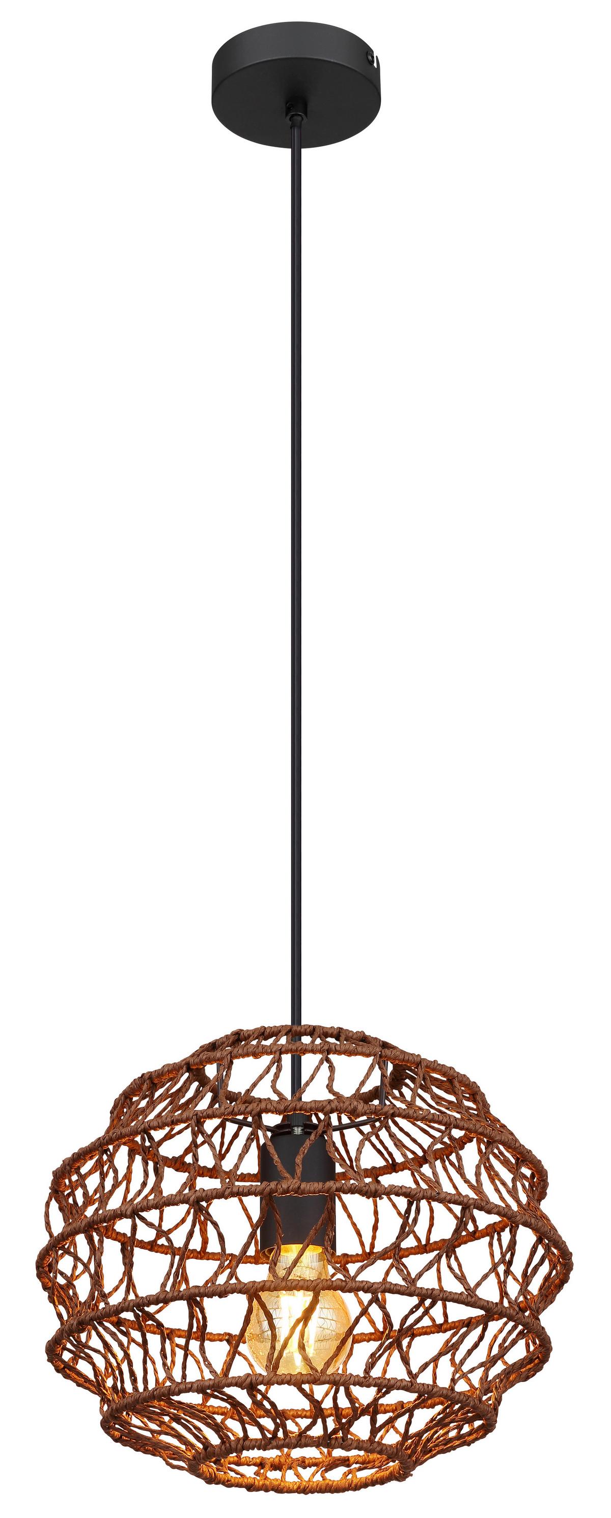 Hängeleuchte Senni max. 15 Watt - Dunkelbraun/Schwarz, Papier/Kunststoff (29/120cm) - Globo