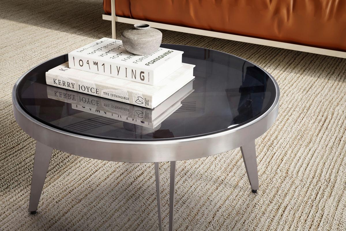 COUCHTISCH WL7.128 - Silberfarben, Design, Glas/Metall (60/60/33cm) - MID.YOU